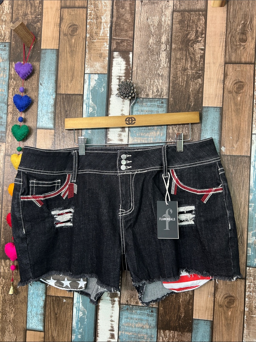 Flamingals  American flag pocket shorts